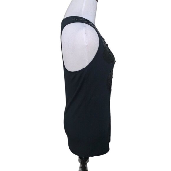 Miley Cyrus / Max Azria Women's Junior XL Tank Top w. Sequins Black Racerback - Picture 3 of 5